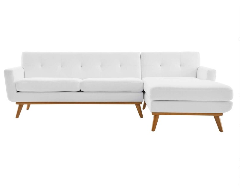 Giuliana 104″ Wide Faux Leather Reversible Sofa & Chaise with Ottoman