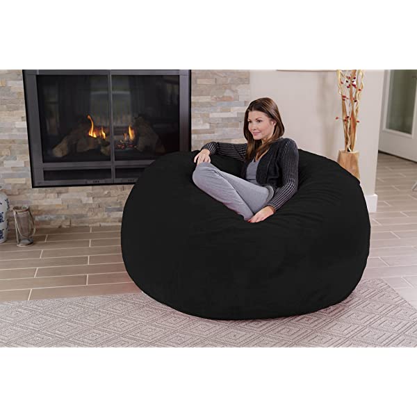 Chill Sack Bean Bag Chair: Giant 5' Memory Foam Furniture Bean Bag - Big Sofa with Soft Micro Fiber Cover - Navy Microsuede - Navy