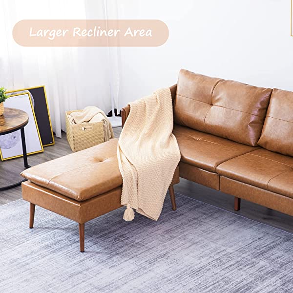 Vonanda Faux Leather Sofa Couch, Modern Tufted 3-Seater Sofa with Clean Lines and Upholstered Artificial Leather for Compact Living Space, Chestnut Brown 3-seater sofa Chestnut Brown