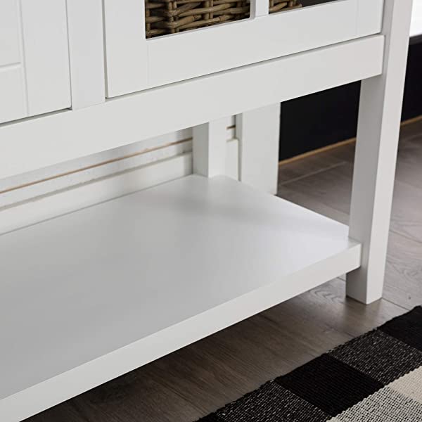 Walker Edison Charlotte Classic Glass Door Storage Buffet, 52 Inch, Espresso Espresso 52 Inch