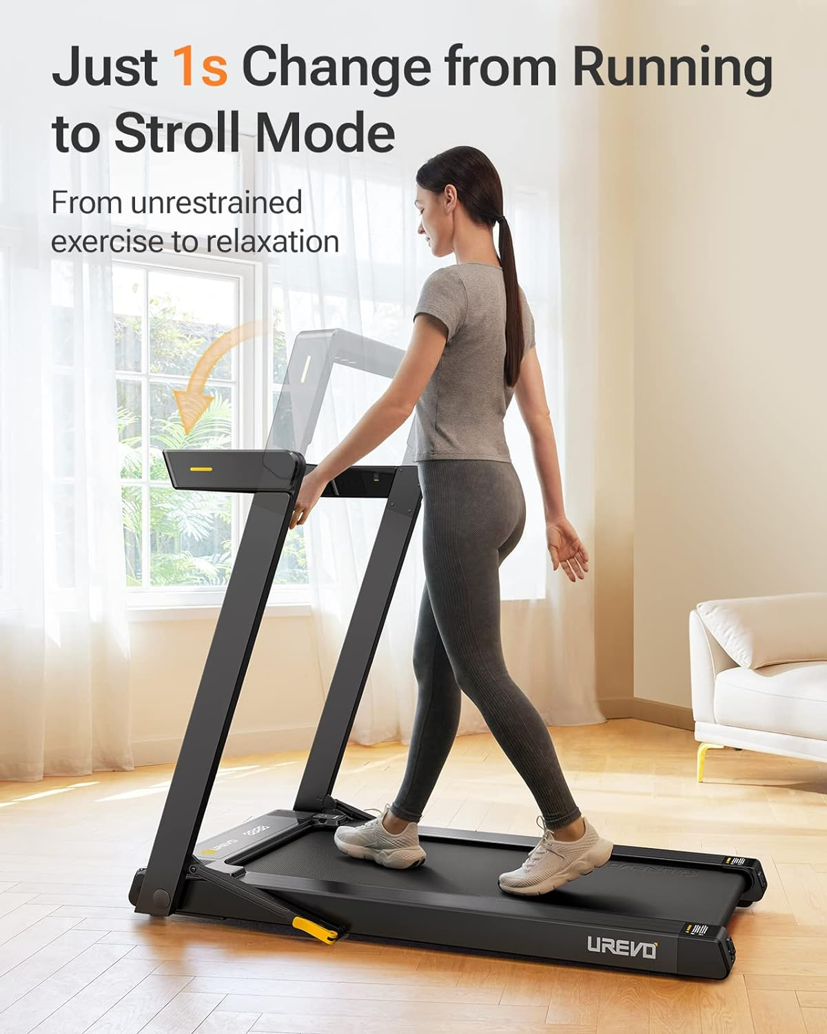 UREVO 3 in 1 Under Desk Treadmill with Stroll Mode, Install Free Foldable Treadmill for Office with Remote, Folding Treadmill in 2s Folding