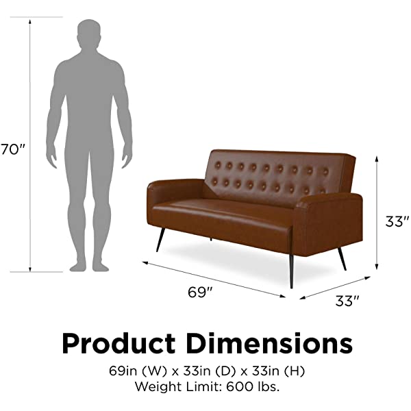 Novogratz 2360379N Z Stevie, Convertible Sofa Bed Couch, Ivory Velvet Futon