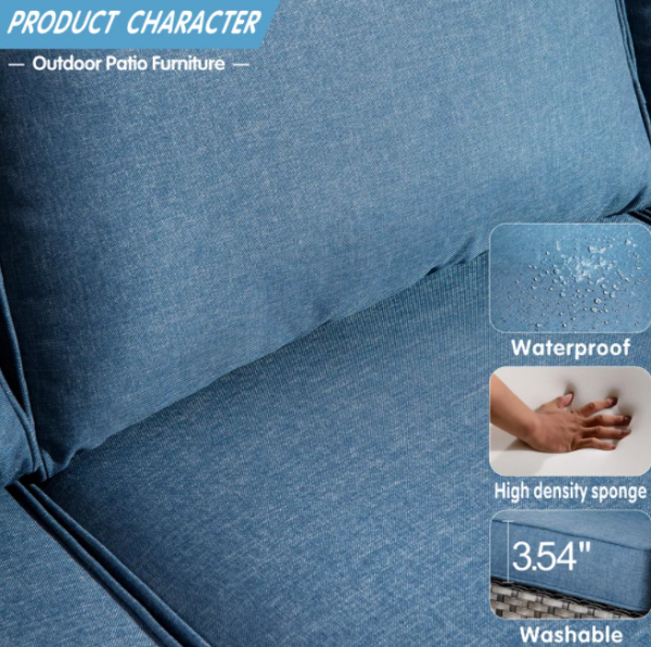 Ovios 5-piece Outdoor High-back Wicker Sectional Set