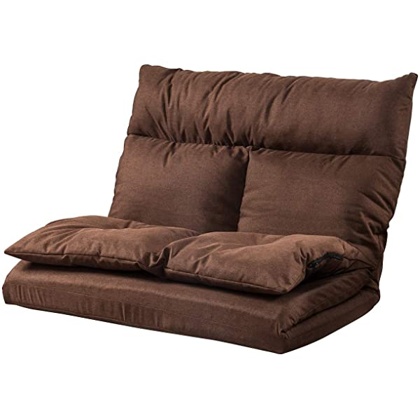 Harper&Bright Designs Folding Lazy Sofa Floor Chaise Lounge Chair Futon with Back Support, Beige