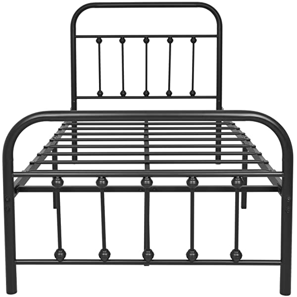 Black Metal Bed Frame Full Size with Headboard and Footboard Single Platform Mattress Base,Metal Tube and Iron-Art Bed(Full,Black) Full Black