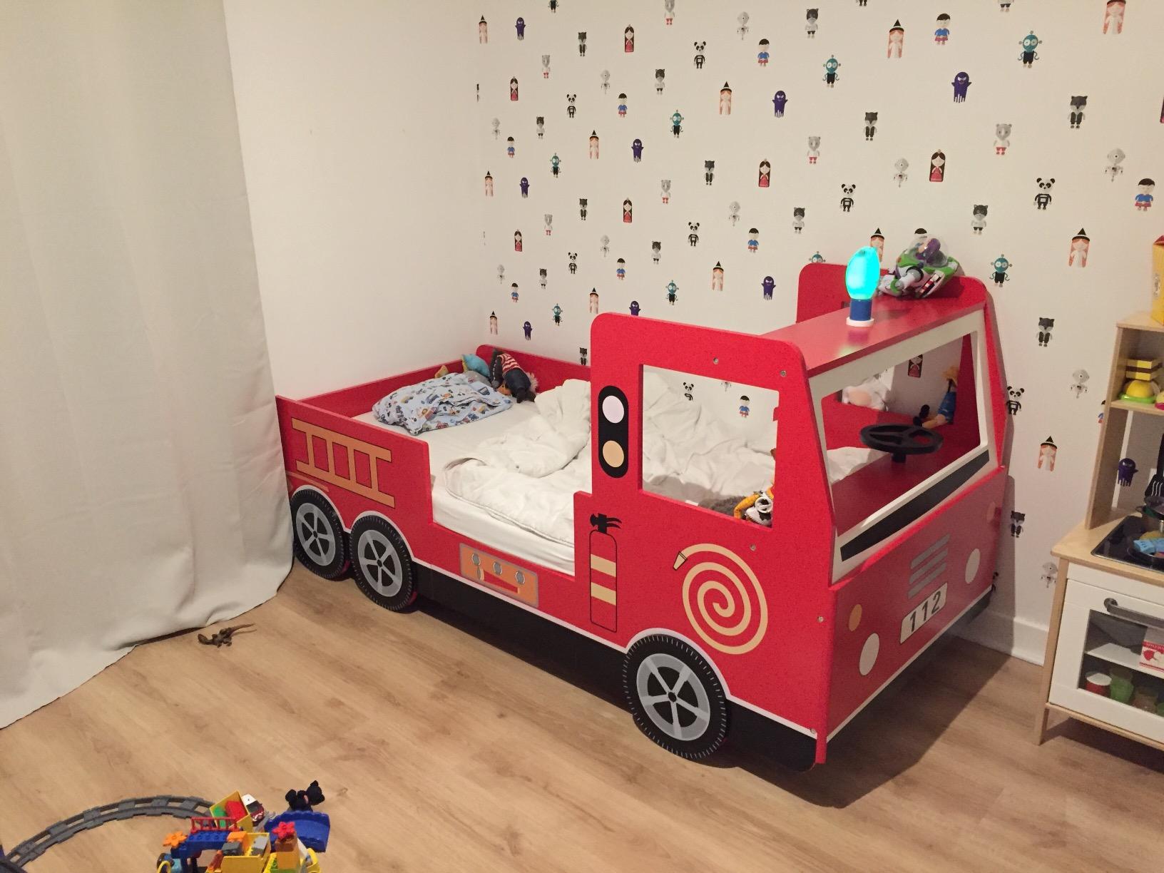 【Furniture】Children's Bed Frame Red Fire Truck Imitation Kids Bed Car Vehicle Bedroom Furniture Toddler's Bed