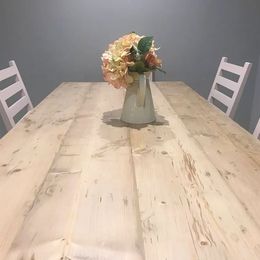 Farmhouse dining table with reclaimed wood top and 6 chairs