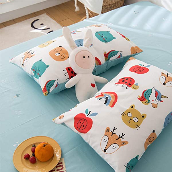 New Cartoon Animals Elephant Print Duvet Cover Sets for Kids 100% Cotton Reversible Soft 3 Pieces Kids Bedding Duvet Cover Pillowcases Kawaii Cloud Bedding Sets, Queen/Full Full/Queen (1 Duvet Cover + 2 Pillowcases) Multi A00 Elephant Bunny Balloon
