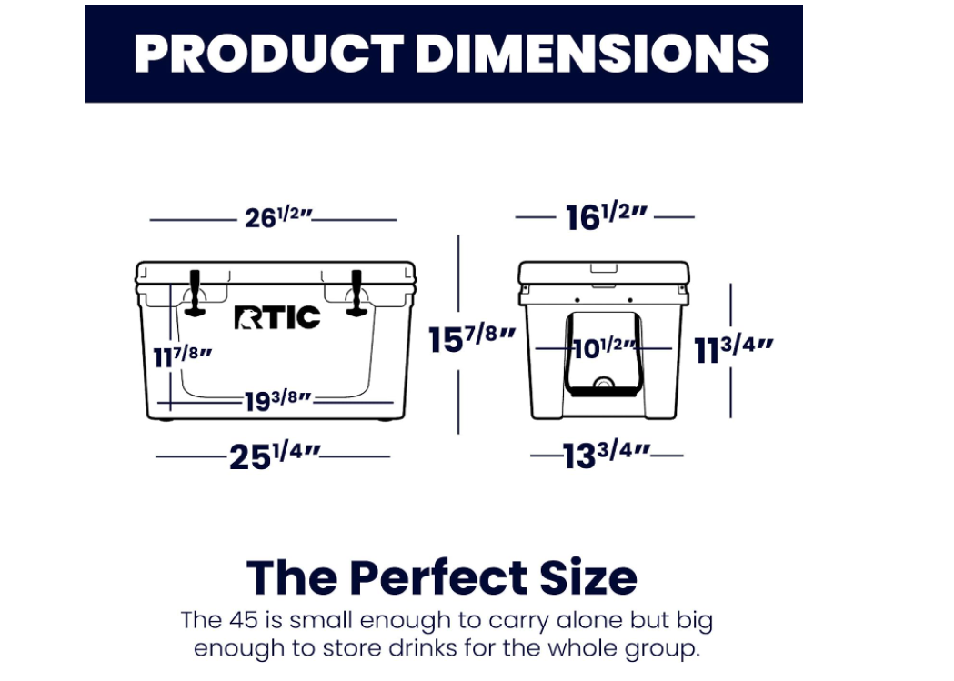 RTIC Hard Cooler Insulated Portable Ice Chest Box for Beach, Drink, Beverage, Camping, Picnic, Fishing, Boat, Barbecue