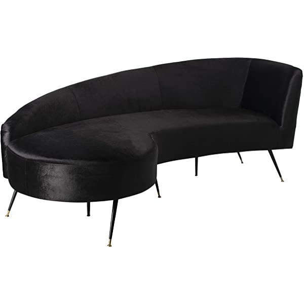 Safavieh Couture Home Evangeline Modern Glam Champagne Velvet and Black Parisian Sofa Champagne/Black