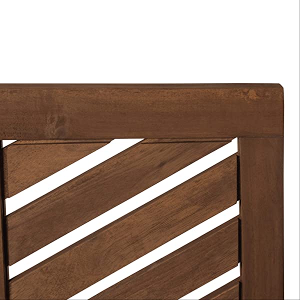 Walker Edison 5 Person Outdoor Wood Chevron Patio Furniture Dining Set Table Chairs Bench All Weather Backyard Conversation Garden Poolside Balcony, 4 Piece, Brown Brown 4 Piece Dining Set