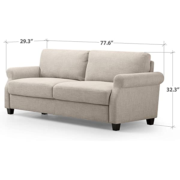 ZINUS Josh Loveseat Sofa / Easy, Tool-Free Assembly, Beige Beige Loveseat Sofa