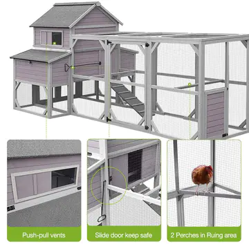Anyi Chicken Coop with Chicken Run For Up To 10 Chickens