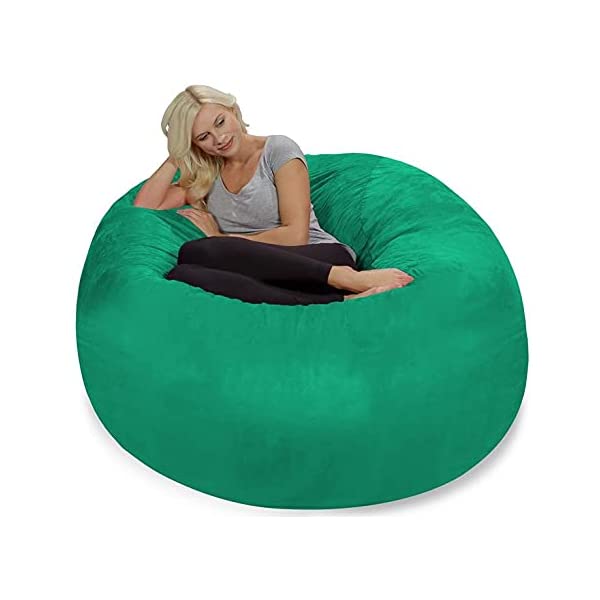 Chill Sack Bean Bag Chair: Giant 5' Memory Foam Furniture Bean Bag - Big Sofa with Soft Micro Fiber Cover - Navy Microsuede - Navy