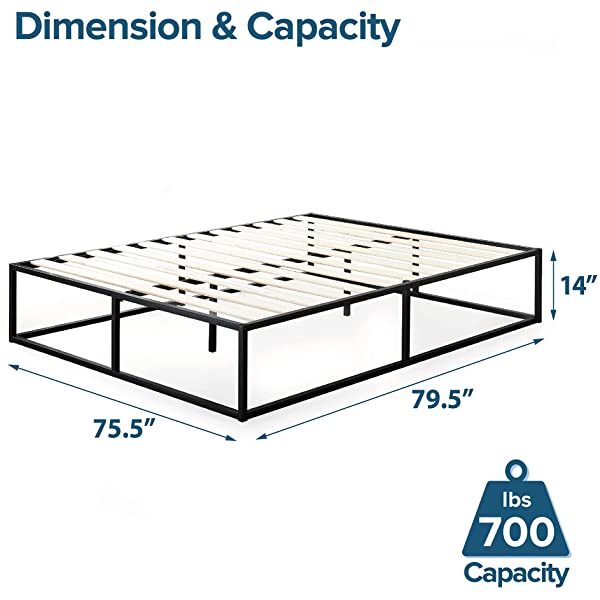 ZINUS Joseph Metal Platforma Bed Frame / Mattress Foundation / Wood Slat Support / No Box Spring Needed / Sturdy Steel Structure, Queen Queen 14 Inch