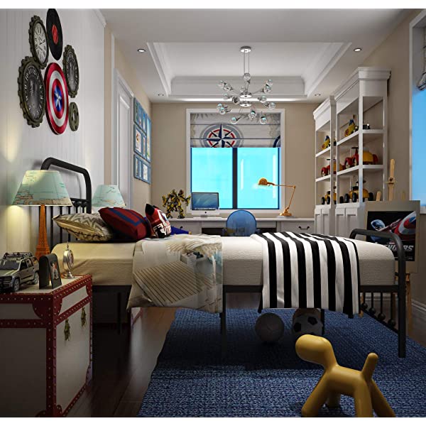 Black Metal Bed Frame Full Size with Headboard and Footboard Single Platform Mattress Base,Metal Tube and Iron-Art Bed(Full,Black) Full Black