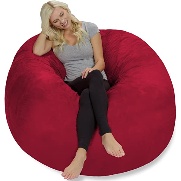 Chill Sack Bean Bag Chair: Giant 5' Memory Foam Furniture Bean Bag - Big Sofa with Soft Micro Fiber Cover - Navy Microsuede - Navy
