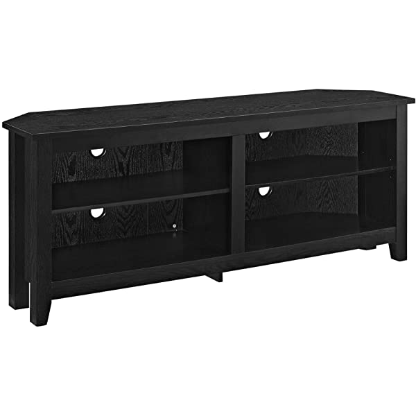 Walker Edison Wren Classic 4 Cubby TV Stand for TVs up to 65 Inches, 58 Inch, Black Black 58 InchTV Stand