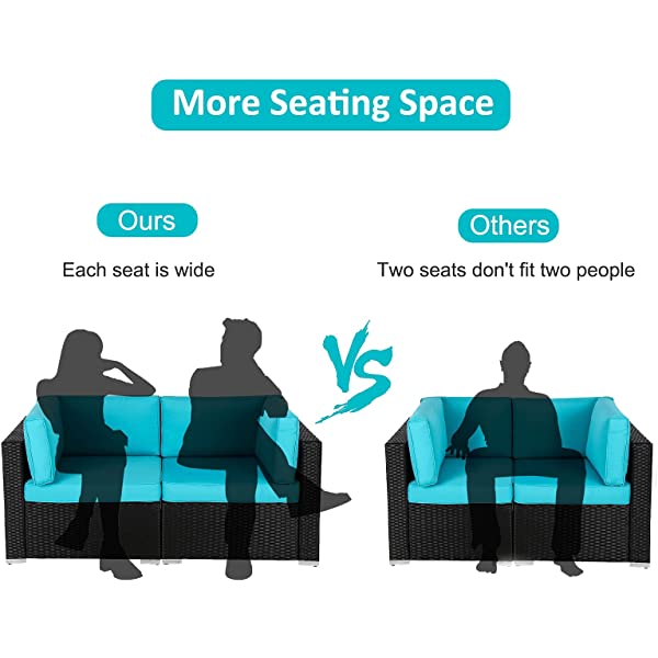 Kinsunny Peach Tree 7 PCs Outdoor Patio Furniture Sets PE Rattan Wicker Sofa Sectional Furniture Set with 2 Pillows and Tea Table