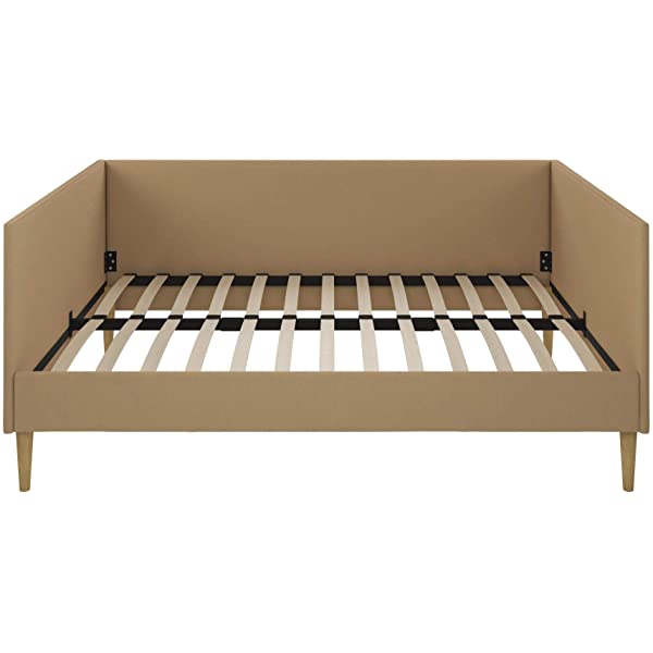 DHP Franklin Mid Century Upholstered Daybed, Sofa Bed, Twin Size Frame, Tan Linen Linen Twin Tan