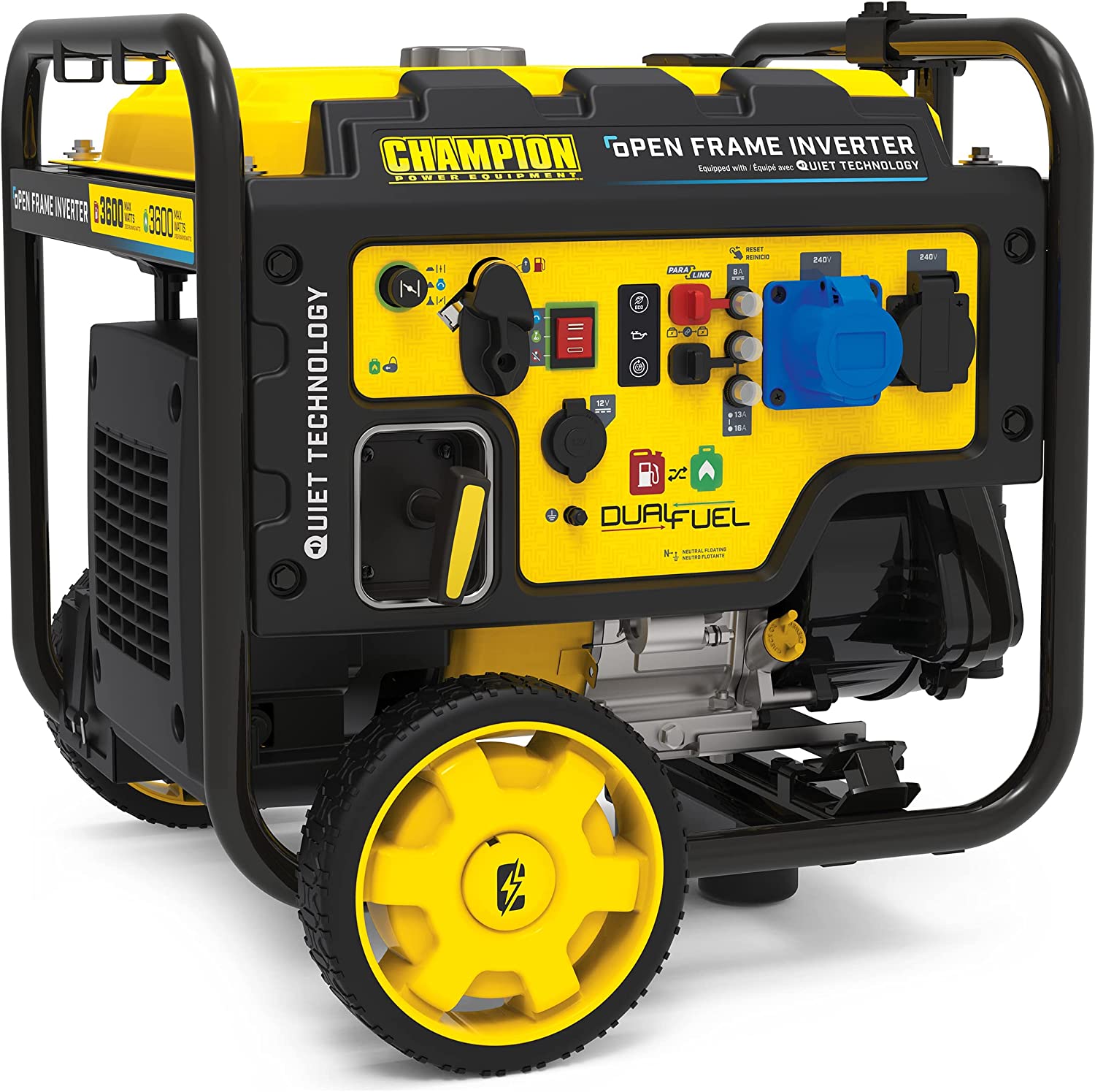 Champion Power Equipment 3600 Watt Dual Fuel Digital Hybrid Inverter – 224cc Engine, 18 hour run time, Ultra-Quiet & Light, Clean Power Hybrid Generator, Economy Mode to Save Fuel & Surge Protection