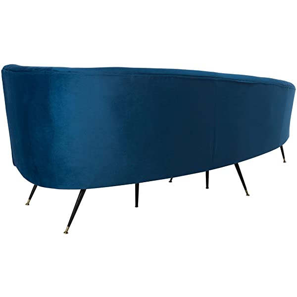 Safavieh Couture Home Evangeline Modern Glam Champagne Velvet and Black Parisian Sofa Champagne/Black