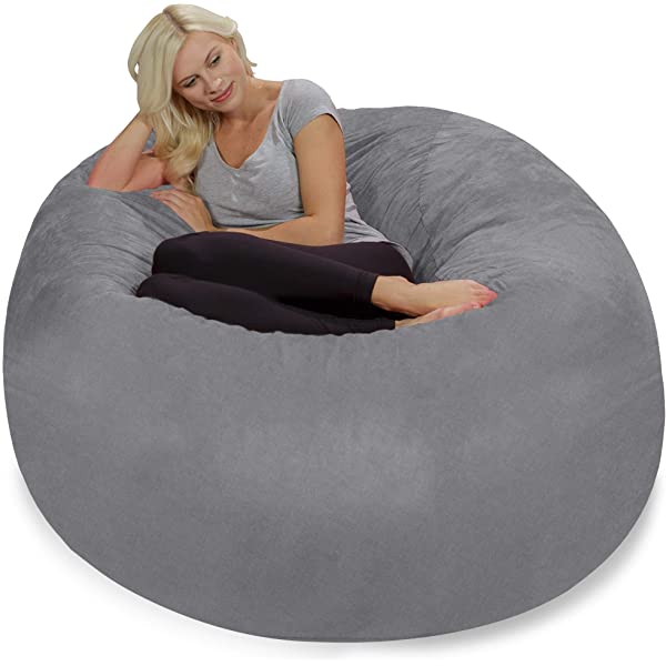 Chill Sack Bean Bag Chair: Giant 5' Memory Foam Furniture Bean Bag - Big Sofa with Soft Micro Fiber Cover - Navy Microsuede - Navy
