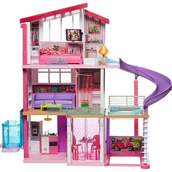 Barbie Dreamhouse Dollhouse with Wheelchair Accessible Elevator, Pool, Slide and 70 Accessories Including Furniture and Household Items, Gift for 3 to 7 Year Olds