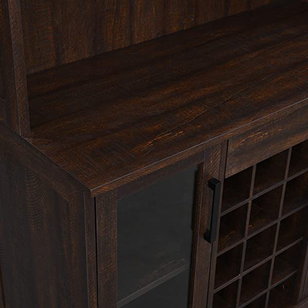 Bar Cabinet with Wine Rack and Glass Doors (Grey wash- Solid)