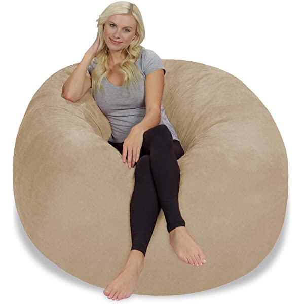 Chill Sack Bean Bag Chair: Giant 5' Memory Foam Furniture Bean Bag - Big Sofa with Soft Micro Fiber Cover - Navy Microsuede - Navy