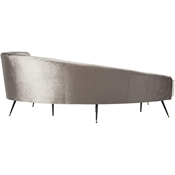 Safavieh Couture Home Evangeline Modern Glam Champagne Velvet and Black Parisian Sofa Champagne/Black