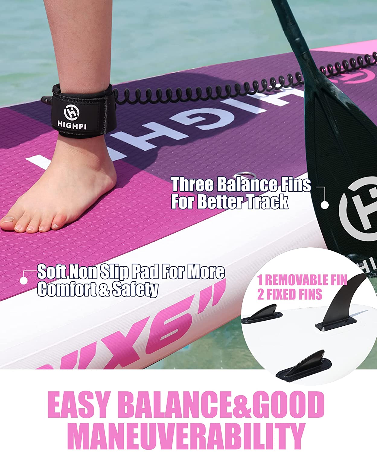 【Sports&Outdoors】【BS】Highpi Inflatable Stand Up Paddle Boards, 10’6”11′ Ultra-Light SUP for All Skill Levels