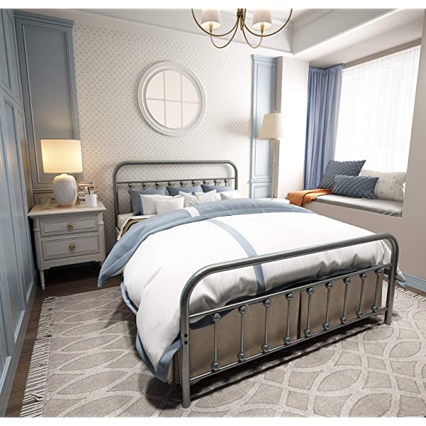 Black Metal Bed Frame Full Size with Headboard and Footboard Single Platform Mattress Base,Metal Tube and Iron-Art Bed(Full,Black) Full Black