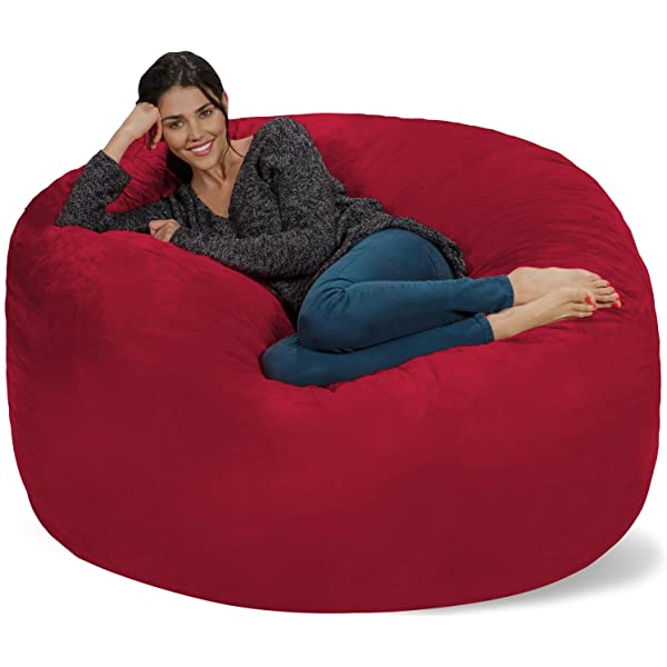 Chill Sack Bean Bag Chair: Giant 5' Memory Foam Furniture Bean Bag - Big Sofa with Soft Micro Fiber Cover - Navy Microsuede - Navy