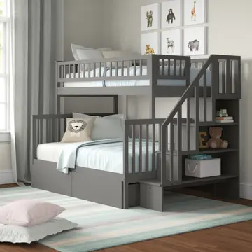 Shyann Twin Over Full Solid Wood Standard Bunk Bed with Shelves by Three Posts™ Baby & Kids