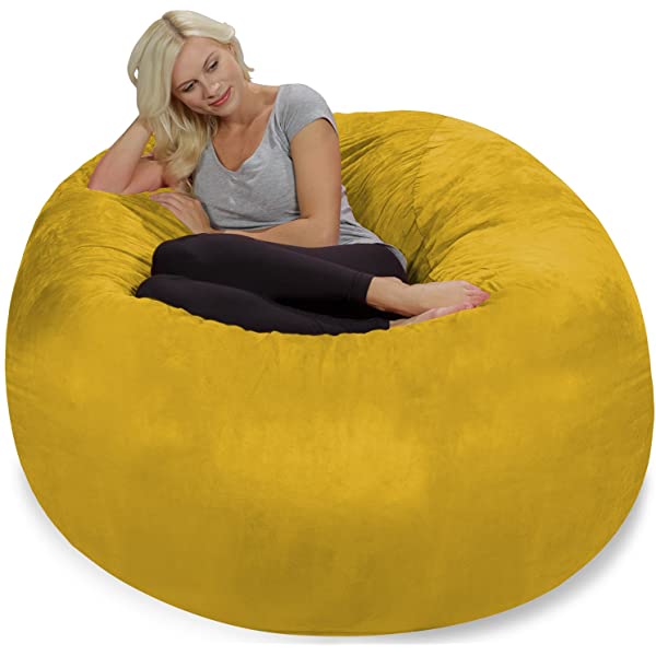Chill Sack Bean Bag Chair: Giant 5' Memory Foam Furniture Bean Bag - Big Sofa with Soft Micro Fiber Cover - Navy Microsuede - Navy