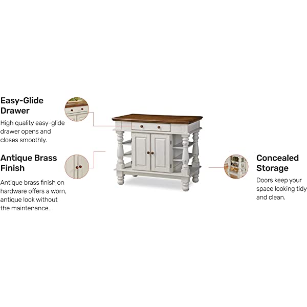 Homestyles Kitchen Island Americana Dual Side Storage Cabinet, 36 Inches High by 42 Inches Wide, Antique White