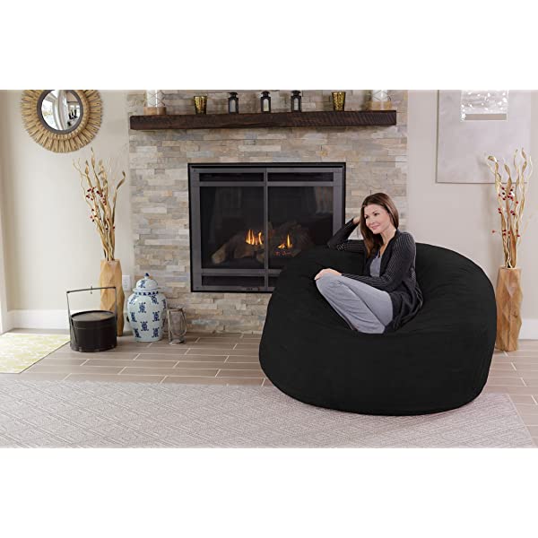 Chill Sack Bean Bag Chair: Giant 5' Memory Foam Furniture Bean Bag - Big Sofa with Soft Micro Fiber Cover - Navy Microsuede - Navy