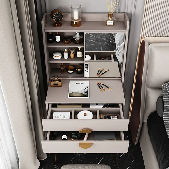 dressing table set, girl dressing table with large mirror makeup storage box stool, suitable for bedroom, powder room