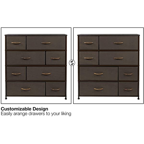 Sorbus Dresser with 8 Drawers - Furniture Storage Chest Tower Unit for Bedroom, Hallway, Closet, Office Organization - Steel Frame, Wood Top, Easy Pull Fabric Bins (White)