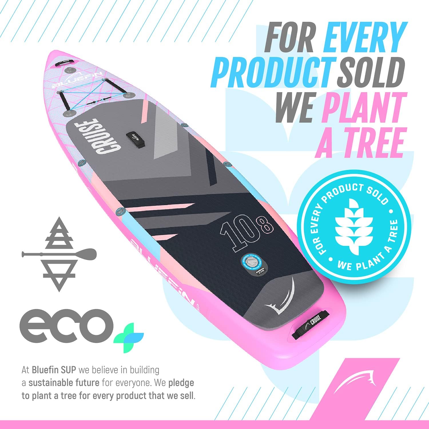 Bluefin Cruise SUP Inflatable Stand Up Paddle Board | Premium Paddleboard Accessories | Multiple sizes: Kids, 9'8, 10'4, 10’8, 12’, 15'