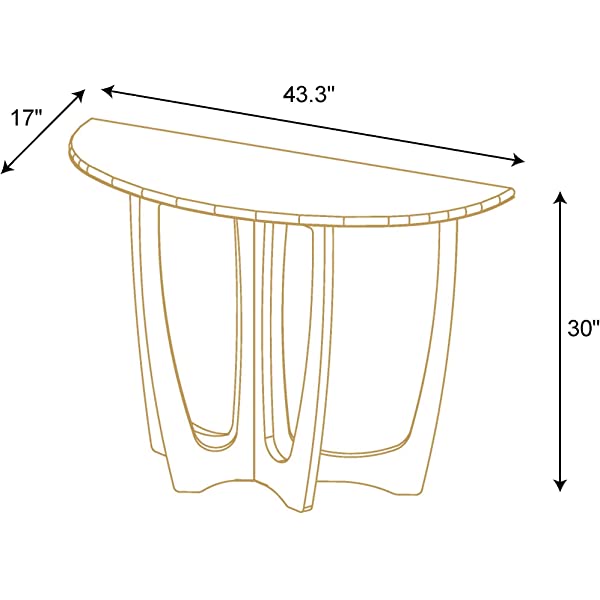 FINECASA Wooden Console Table, Half-Moon Entryway Table, Semicircle Narrow Side Table, Sofa Table for Living Room and Corridor, Foyer Table, Half Round Hallway Table, 43.4x17x30 Inches, Natural Natural Console Table