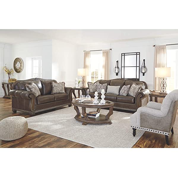Signature Design by Ashley - Malacara Faux Leather Sofa, Brown