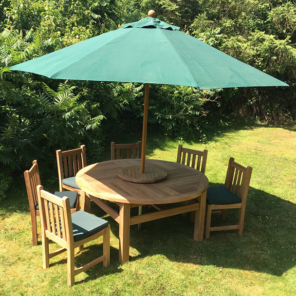 Home&Garden】Round Solid Teak 8 Seater Table with Grisdale Chairs Garden
