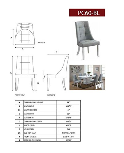 【Furniture】Milan 7 Piece White Modern Rectangle Dinette Dining Room Table & 6 Beige Vinyl Chairs