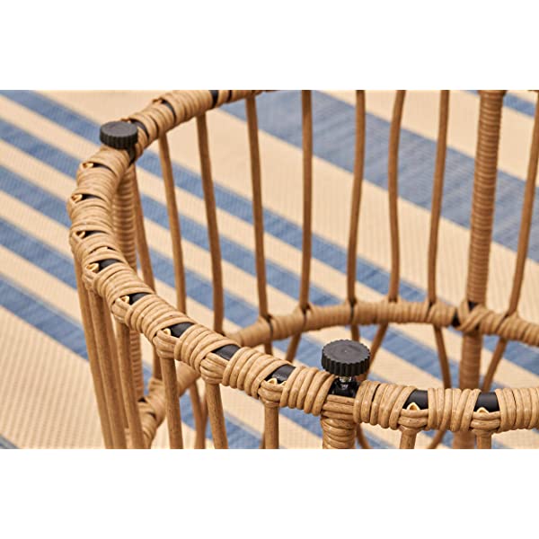 Quality Outdoor Living 65-YZ03HM Hermosa 3 Piece Chat Set, Tan Wicker + Linen Cushions 3-Piece Chat Set (Linen Cushions)