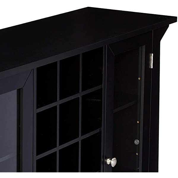 Kings Brand Furniture Matanuska Wood Buffet Bar Cabinet with Wine Storage, Black