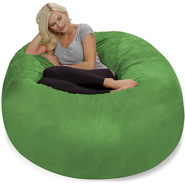 Chill Sack Bean Bag Chair: Giant 5' Memory Foam Furniture Bean Bag - Big Sofa with Soft Micro Fiber Cover - Navy Microsuede - Navy