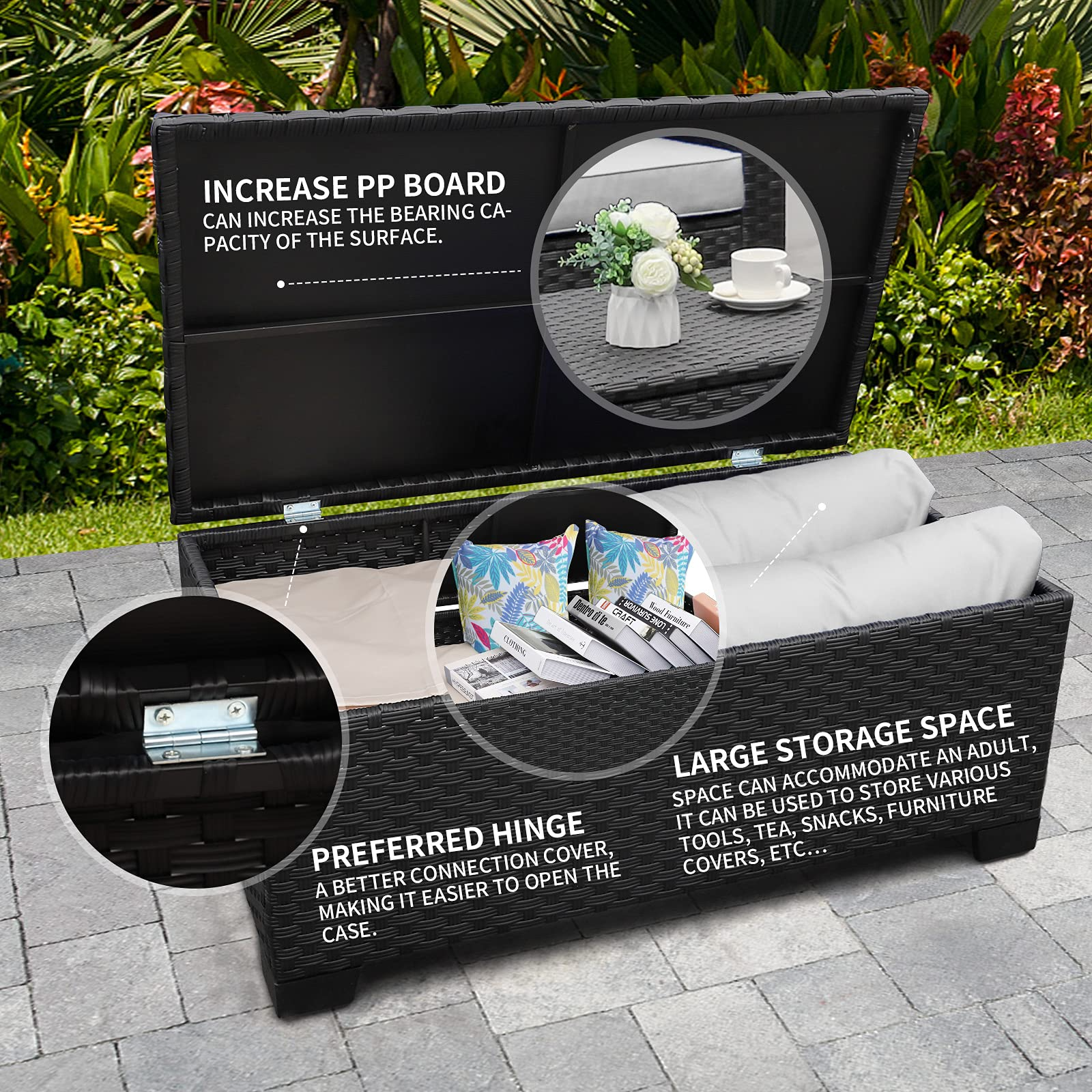 【Furniture】Patio Wicker Furniture Set 7 Pcs Outdoor PE Rattan Conversation Couch Sectional Chair Sofa Set