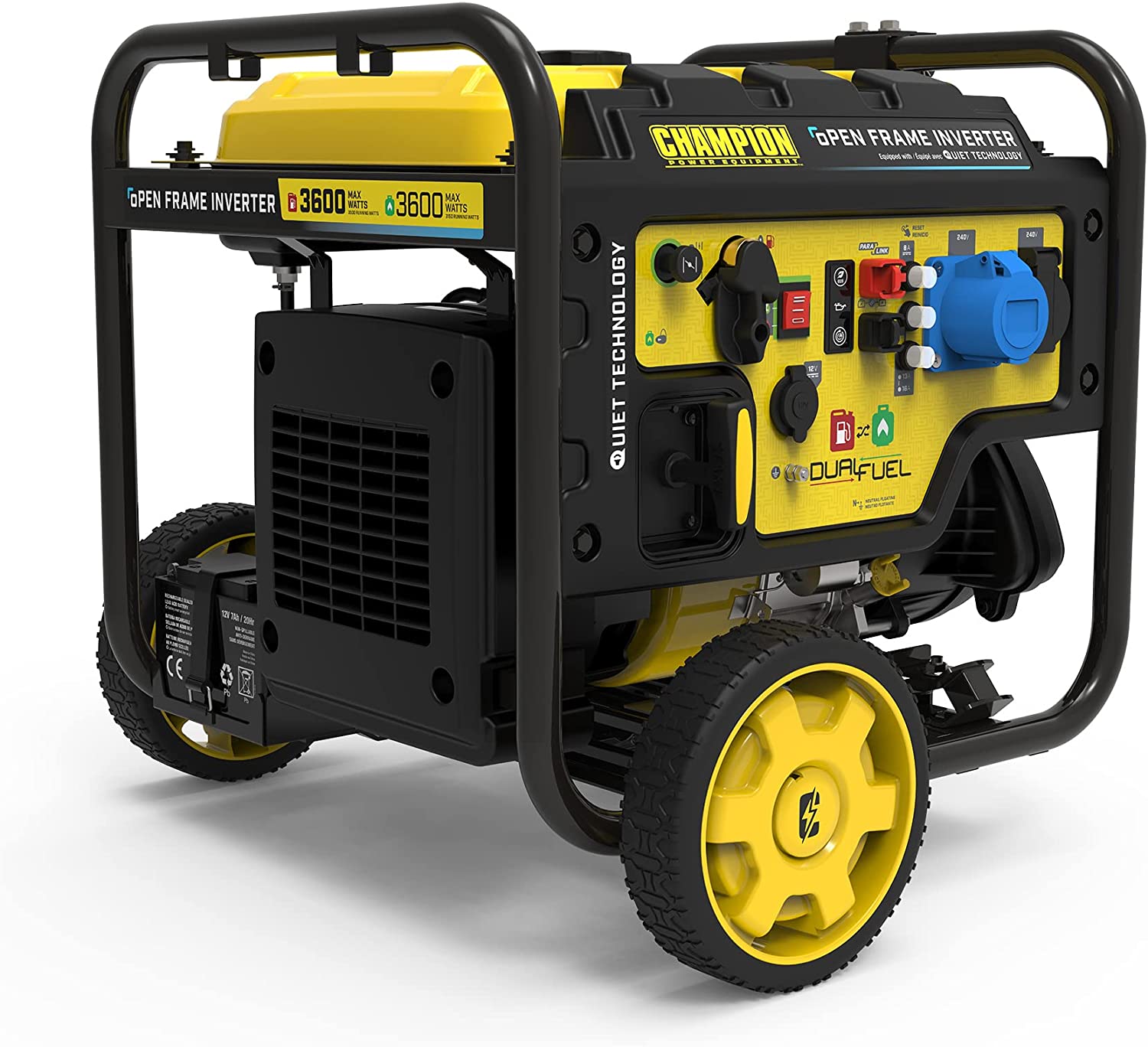 Champion Power Equipment 3600 Watt Dual Fuel Digital Hybrid Inverter – 224cc Engine, 18 hour run time, Ultra-Quiet & Light, Clean Power Hybrid Generator, Economy Mode to Save Fuel & Surge Protection